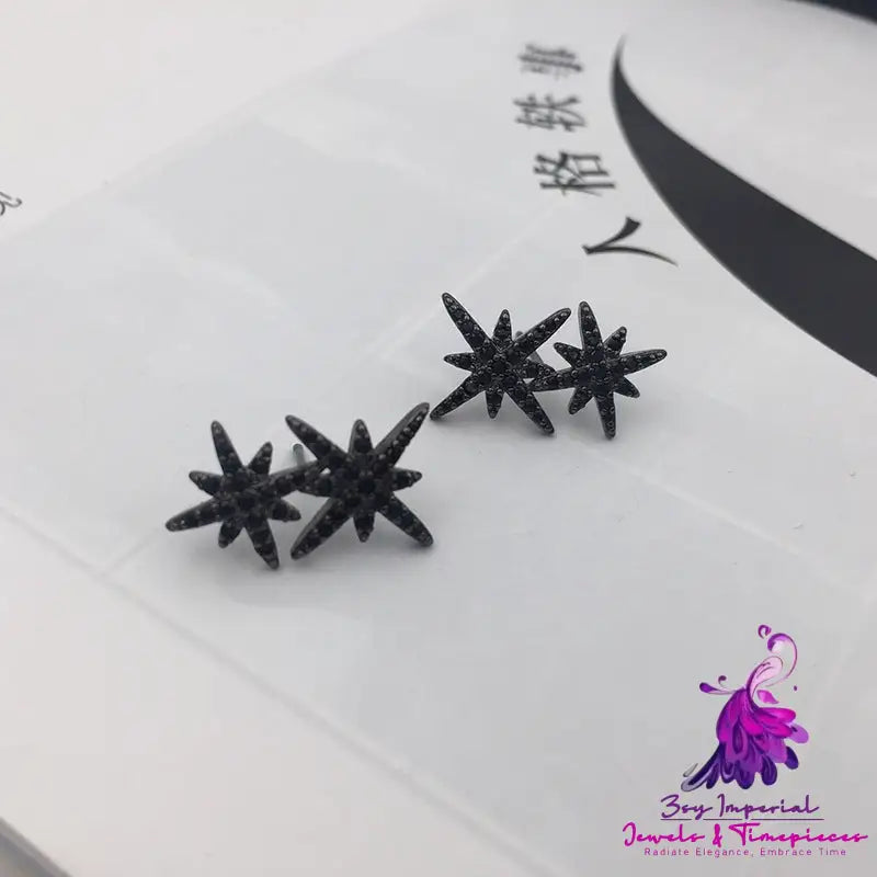 Double M Word Octagon Star Stud Earrings