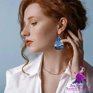 Double-sided Printing Starry Night Earrings On The Rhona