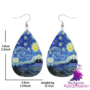 Double-sided Printing Starry Night Earrings On The Rhona