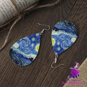 Double-sided Printing Starry Night Earrings On The Rhona