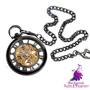 Double-sided Roman Literal Mechanical Pocket Watch