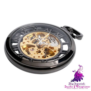 Double-sided Roman Literal Mechanical Pocket Watch