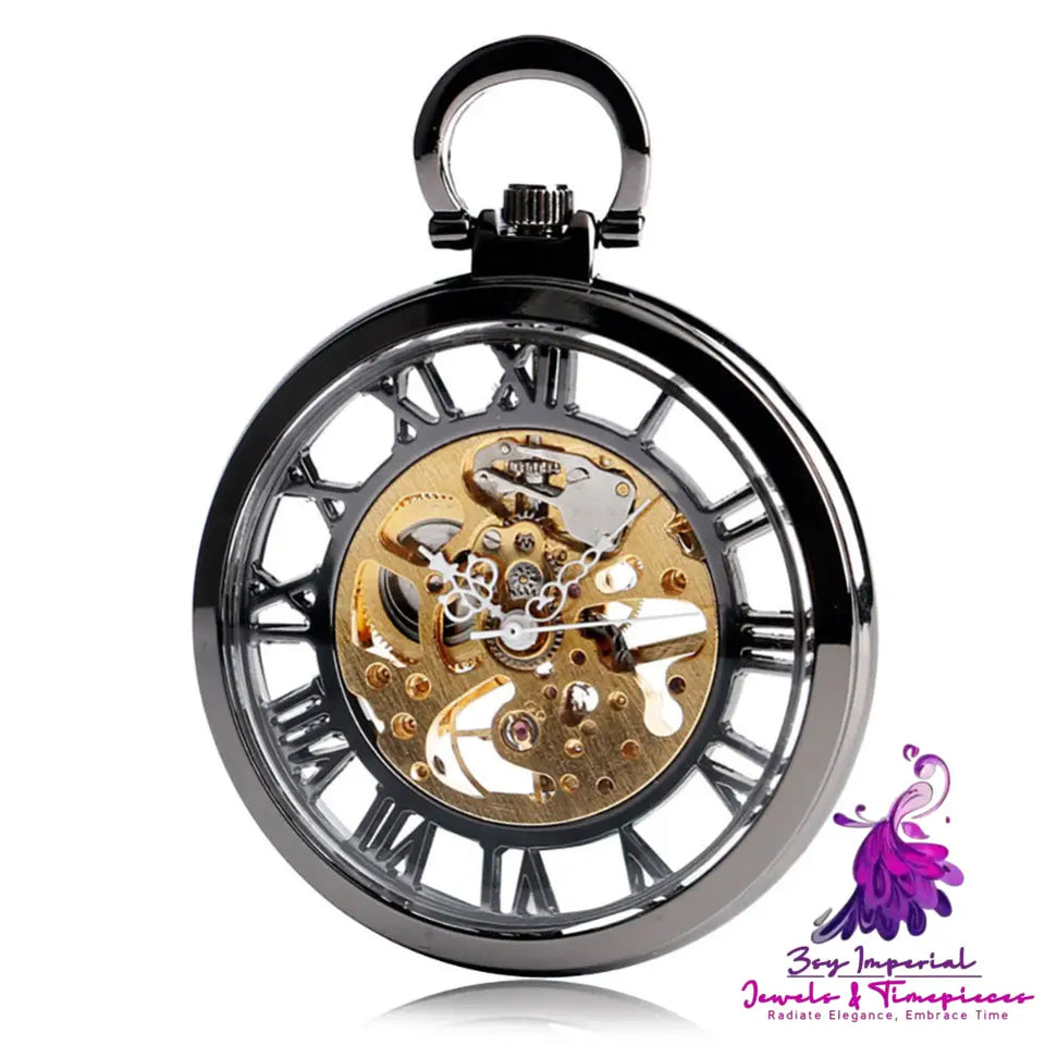 Double-sided Roman Literal Mechanical Pocket Watch