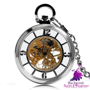 Double-sided Roman Literal Mechanical Pocket Watch