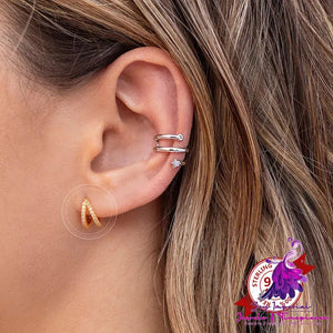 Silver Needle Double Zircon Earrings Hip Hop