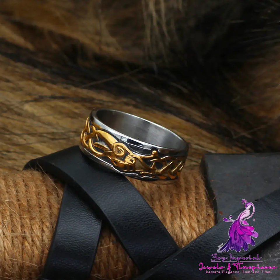 Viking Dragon Crow Ring