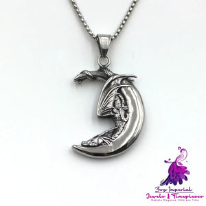 Viking Dragon And Moon Pendant