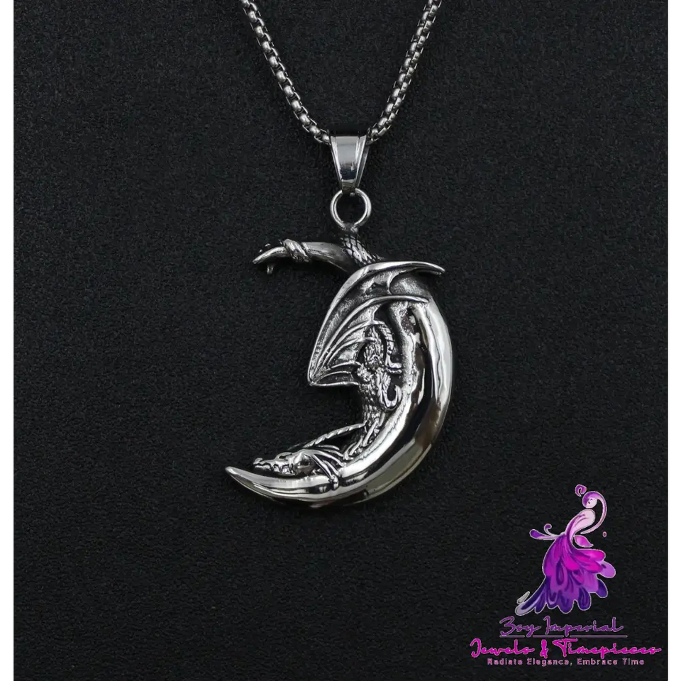 Viking Dragon And Moon Pendant