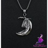 Viking Dragon And Moon Pendant