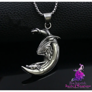 Viking Dragon And Moon Pendant