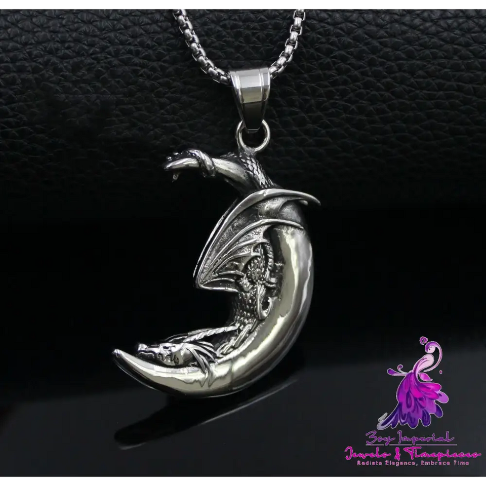 Viking Dragon And Moon Pendant