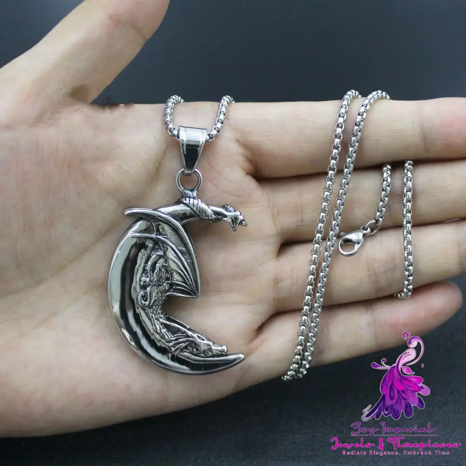 Viking Dragon And Moon Pendant