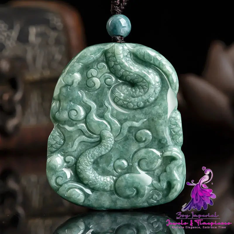 Emerald Dragon Pendant Necklace