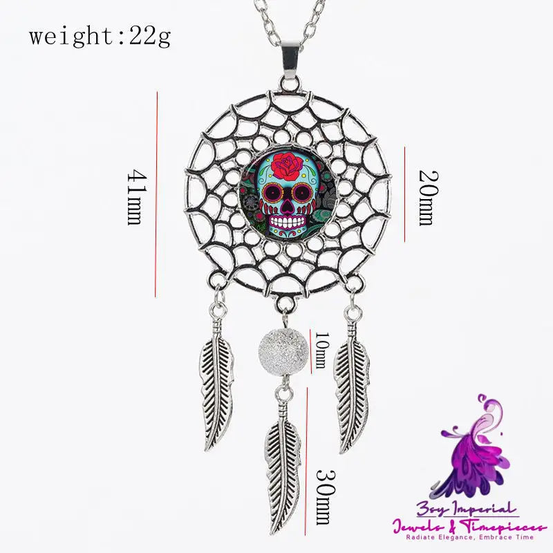 Sugar Skull Dreamcatcher Necklace