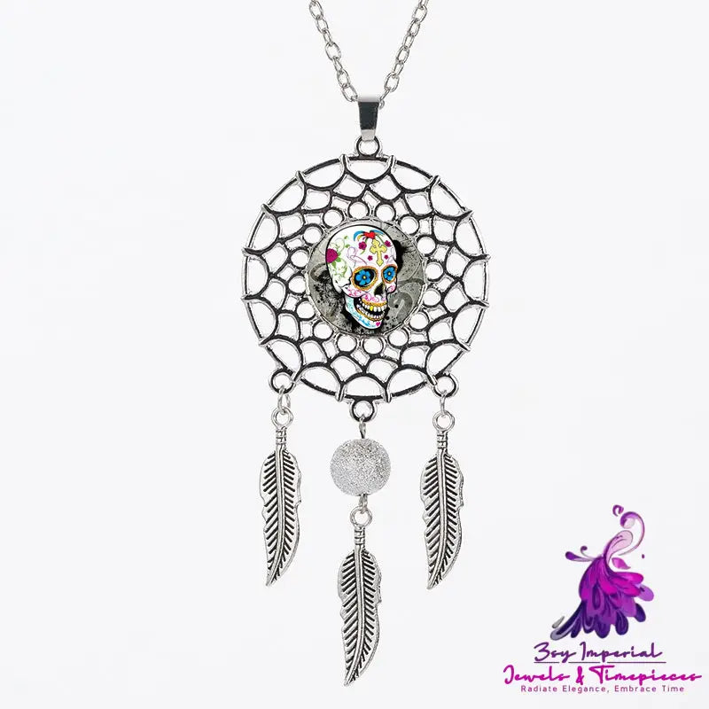 Sugar Skull Dreamcatcher Necklace