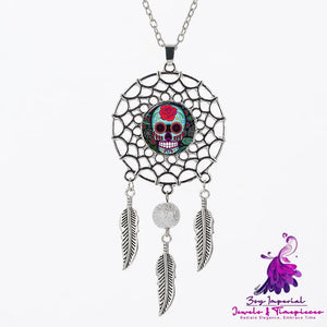 Sugar Skull Dreamcatcher Necklace