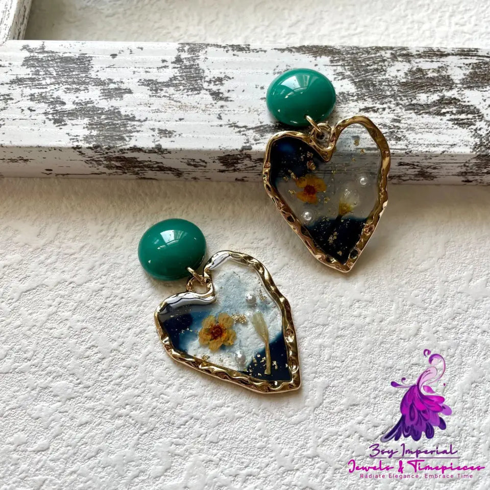 Epoxy Dried Flowers Earrings