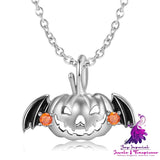 Drip Glue Hollow Flying Pumpkin Necklace