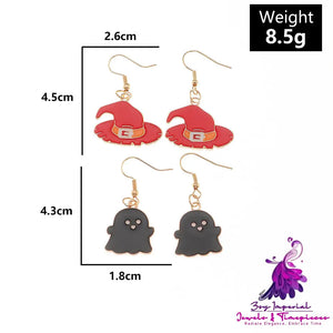 Drop Oil Hat Ghost Earrings