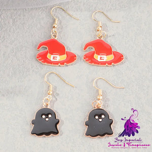 Drop Oil Hat Ghost Earrings