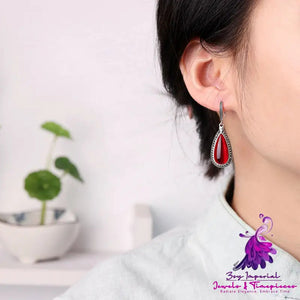 S925 Thai Silver Drop-shaped Eardrops