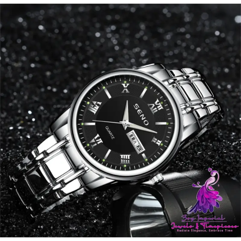 Luminous Dual Calendar Quartz Watch for Men