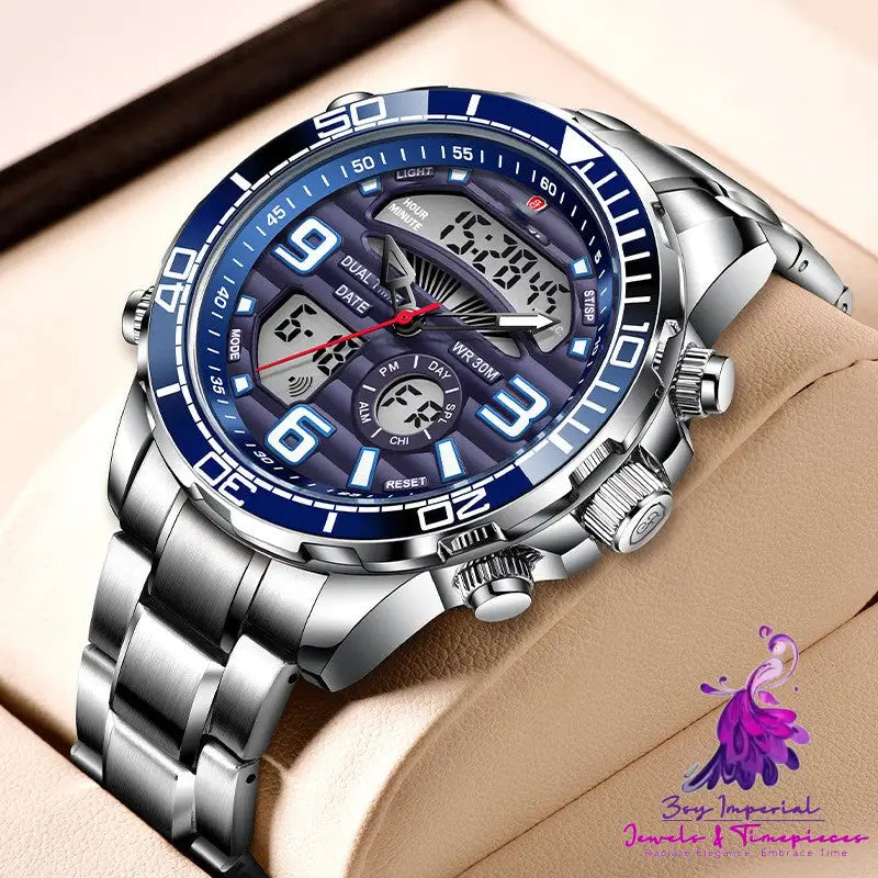 Dual Display Multifunctional Waterproof Men’s Watch