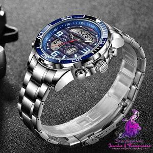 Dual Display Multifunctional Waterproof Men’s Watch