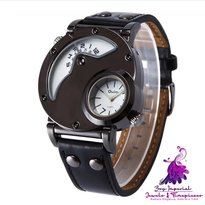 OULM Dual Time Zone Quartz Watch