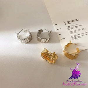 French Retro Irregular Metal Eardrop Earring Women