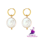 Fashion Elegant Pearl Earrings Ornament Stainless Steel