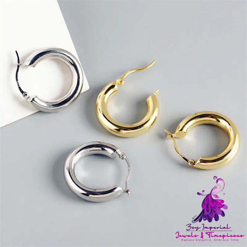 Simple Elegant Round Glossy Earrings for Women