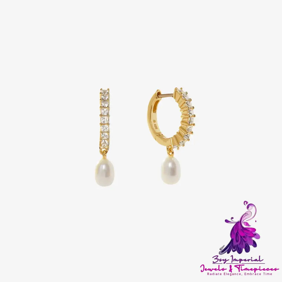 Elegant Zircon Pearl Earrings