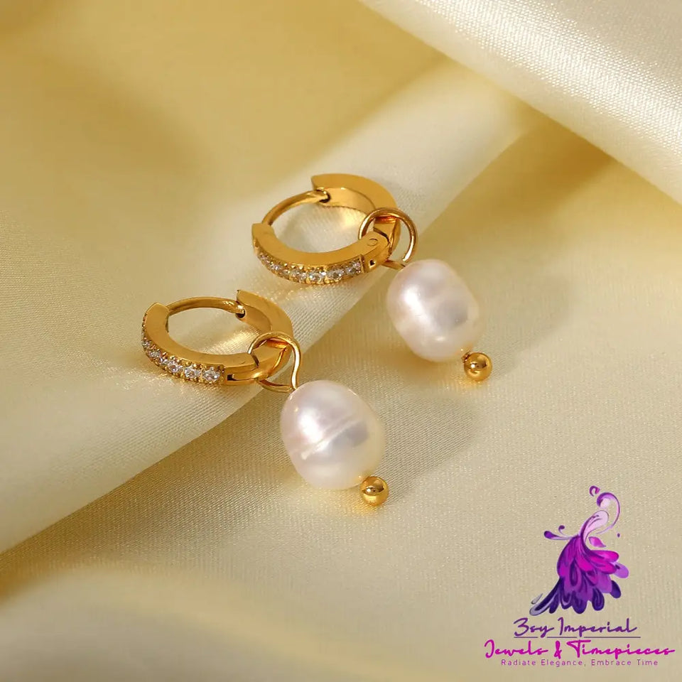 Elegant Zircon Pearl Earrings