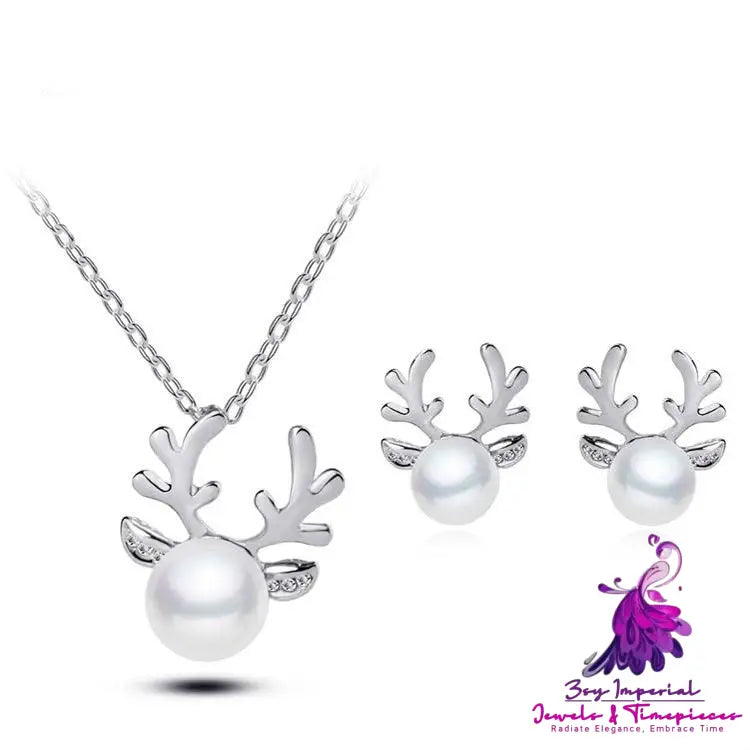 Foreign Trade Pearl Necklace Earrings Set