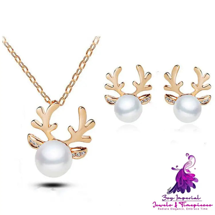 Foreign Trade Pearl Necklace Earrings Set