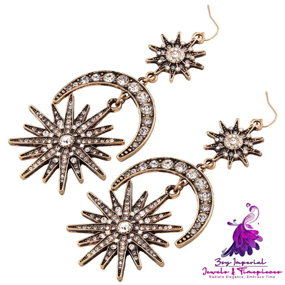 Exaggerated Sun Moon Earrings