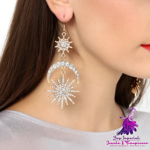 Exaggerated Sun Moon Earrings