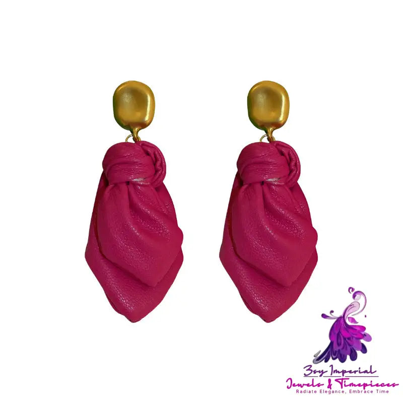 Leather Bow Earrings Fashionable Niche Exaggerated