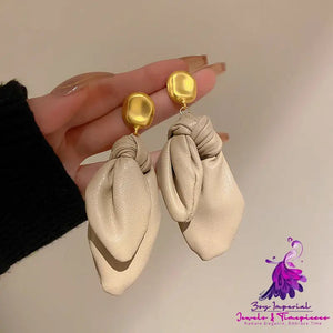 Leather Bow Earrings Fashionable Niche Exaggerated