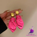 Leather Bow Earrings Fashionable Niche Exaggerated