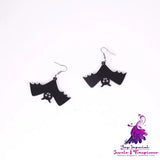 Inverted Bat Fairy Necklace Earrings