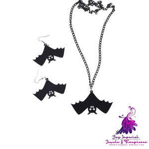 Inverted Bat Fairy Necklace Earrings