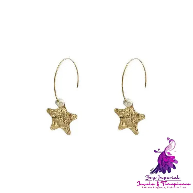 Fantastic Niche Five-pointed Star Pearl Earrings For Women