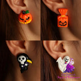 Ghost Face Pumpkin Stud Earrings