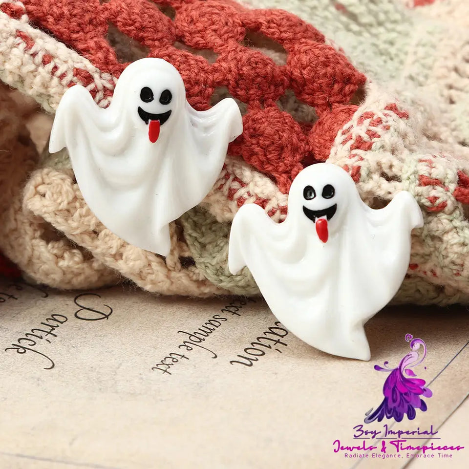 Ghost Face Pumpkin Stud Earrings