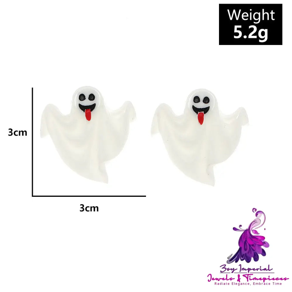 Ghost Face Pumpkin Stud Earrings