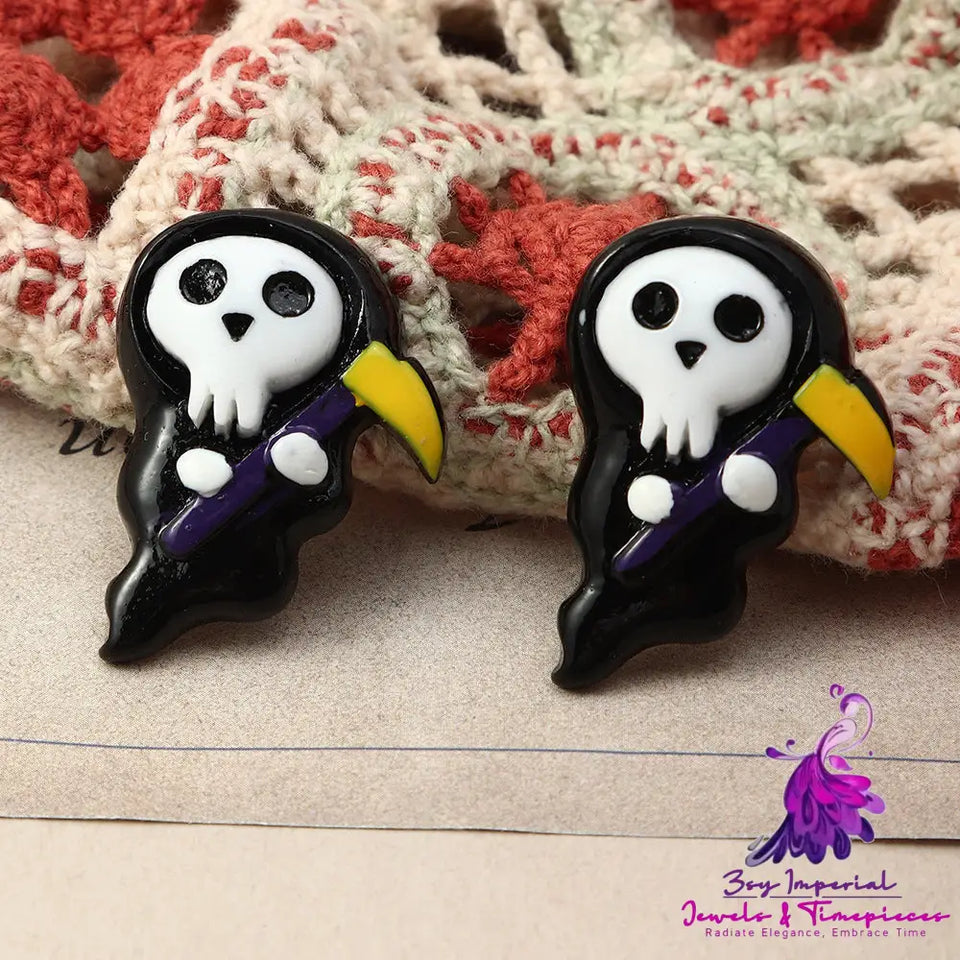 Ghost Face Pumpkin Stud Earrings