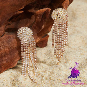 Fashion Grandeur Personality Tide Diamond Tassel Earrings