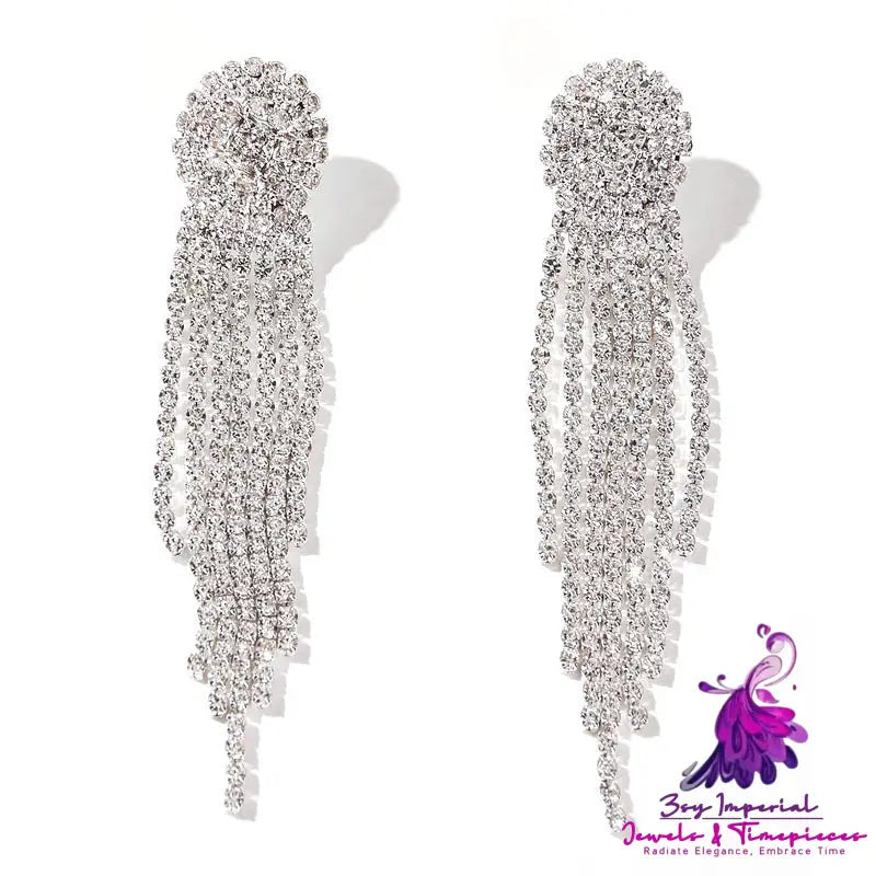 Fashion Grandeur Personality Tide Diamond Tassel Earrings